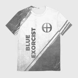 Мужская футболка 3D Blue Exorcist - white gradient вертикально