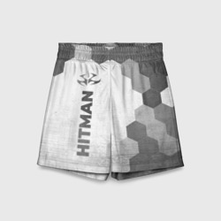 Детские спортивные шорты 3D Hitman - white gradient по-вертикали