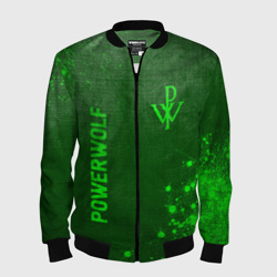 Мужской бомбер 3D Powerwolf - green gradient вертикально