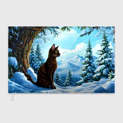 Флаг 3D Балинезийская кошка в зимних горах