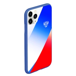 Чехол для iPhone 11 Pro Max матовый Герб России на фоне цветов флага градиент - фото 2