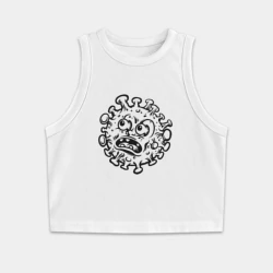 Женская укороченная майка-топ хлопок Удивлённый вирус