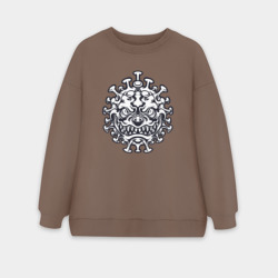 Женский свитшот oversize без начеса хлопок Монстр вирус