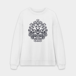 Мужской свитшот oversize без начеса хлопок Монстр вирус