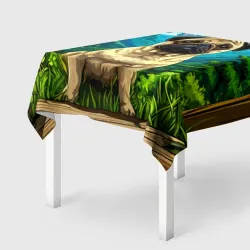 Скатерть 3D Мопс в летних горах