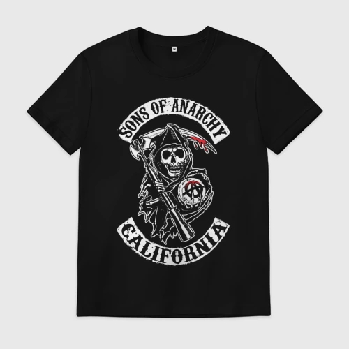 Мужская футболка хлопок с принтом Sons of anarchy - logo, вид спереди #2