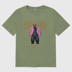 Мужская футболка хлопок Oversize Линдеманн в розовой шубе