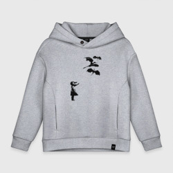 Детское худи Oversize хлопок Девочка и дракончики