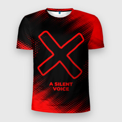 Мужская футболка 3D Slim A Silent Voice - red gradient