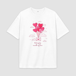 Мужская футболка Oversize хлопок premium Февраль месяц любви