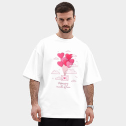 Мужская футболка Oversize хлопок premium Февраль месяц любви - фото 2