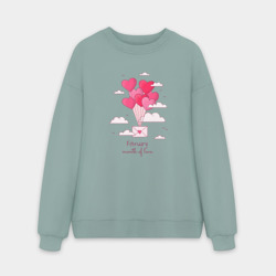 Мужской свитшот oversize без начеса хлопок Февраль месяц любви