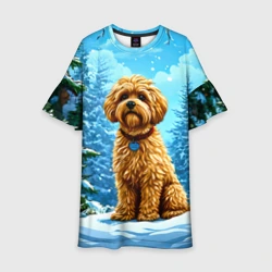 Детское платье 3D Мальтипу в зимнем лесу