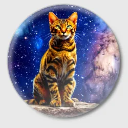 Значок Бенгальская кошка в космосе