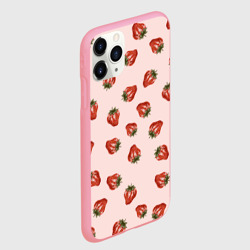 Чехол для iPhone 11 Pro Max матовый Клубника на розовом фоне - фото 2