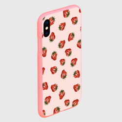 Чехол для iPhone XS Max матовый Клубника на розовом фоне - фото 2