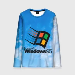 Мужской лонгслив 3D Windows 95 logo