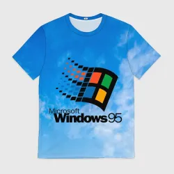 Мужская футболка 3D Windows 95 logo