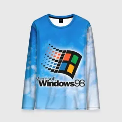 Мужской лонгслив 3D Mindows 98 logo