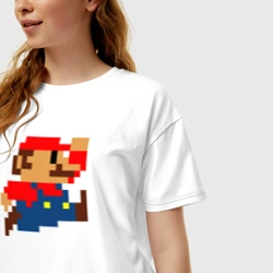 Женская футболка хлопок Oversize Mario 8 bit - фото 2