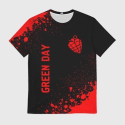 Мужская футболка 3D Green Day - red gradient вертикально