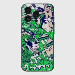Чехол для iPhone 16 Pro Max силиконовый с защитой камеры The Sims стикеры