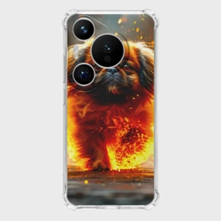 Чехол для Huawei Pura 70 Pro Пекинес в огне