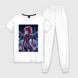 Женская пижама с белой футболкой хлопок Zero two - Darling in the Franxx - cyberpunk