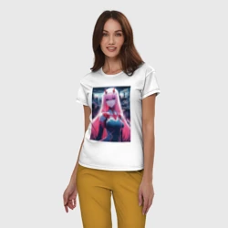 Женская пижама с белой футболкой хлопок Darling in the Franxx - zero two - ai art - фото 2