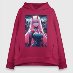 Женское худи Oversize хлопок Darling in the Franxx - zero two - ai art