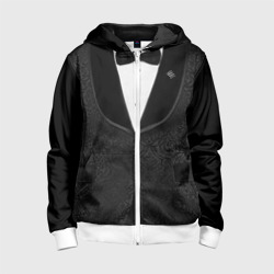 Детская толстовка 3D на молнии Пиджак черный с бабочкой