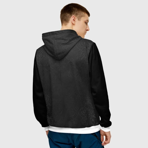 Мужская толстовка 3D с принтом Пиджак черный с бабочкой, вид сзади #2