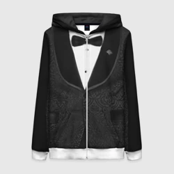 Женская толстовка 3D на молнии Пиджак черный с бабочкой
