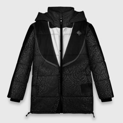 Женская зимняя куртка Oversize Пиджак черный с бабочкой