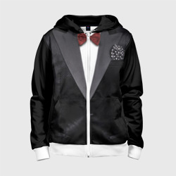 Детская толстовка 3D на молнии Костюм жениха с бабочкой