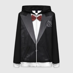 Женская толстовка 3D на молнии Костюм жениха с бабочкой