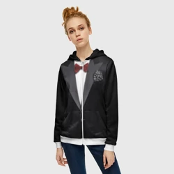 Женская толстовка 3D на молнии Костюм жениха с бабочкой - фото 2