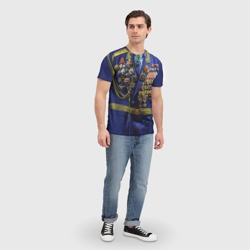 Мужская футболка 3D Парадный китель генерала с медалями - фото 5