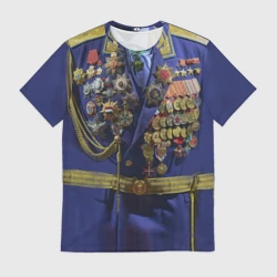 Мужская футболка 3D Парадный китель генерала с медалями