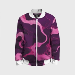 Детский бомбер 3D Узоры фиолетового и розового цвета