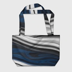 Пляжная сумка 3D Полосы синего и мрамора