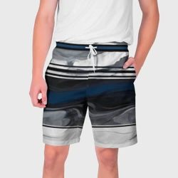 Мужские шорты 3D Мрамор и синяя полоска