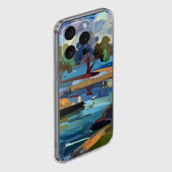 Чехол для iPhone 15 Pro Max силиконовый с защитой камеры Летний пейзаж маслом - фото 2