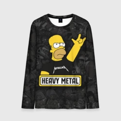 Мужской лонгслив 3D Heavy metal Гомер симпсон