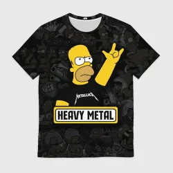 Мужская футболка 3D Heavy metal Гомер симпсон