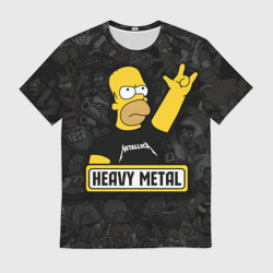 Мужская футболка 3D Heavy metal Гомер симпсон