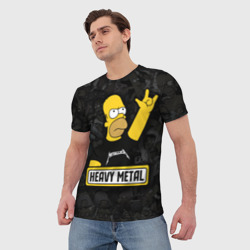 Мужская футболка 3D Heavy metal Гомер симпсон - фото 2