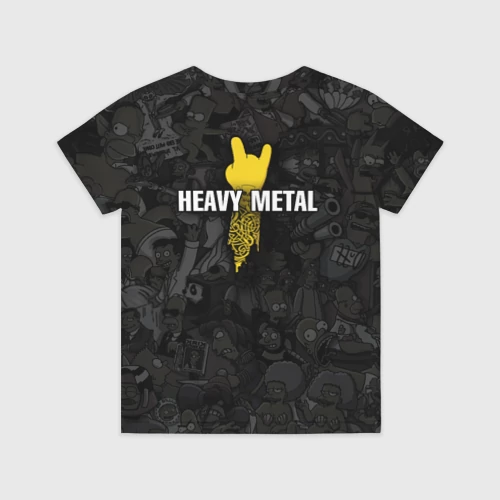 Детская футболка 3D с принтом Мэгги Симпсон love is Hard rock, вид сзади #1