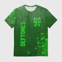 Мужская футболка 3D Deftones - green gradient вертикально