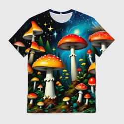 Мужская футболка 3D Ночные грибы